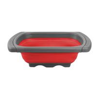 Collapsible Colander with Extendable Handles Colander Strainer Over The Sink Vegetable Fruit Colanders Strainers raudona