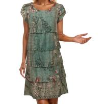 Shot Sleeve  Boho Dress For Women Casual Loose Fit Summer Sundress Print Dress XXL