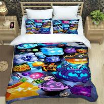 3D Game B-Blox Fruits Bedding Sets Exquisite Bed Supplies Set Duvet Cover Bed Comforter Set Bedding Set Luxury Birthday Gift EU Single(135*200cm)3pcs white