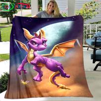 3D Classic Games S-Spyro Dragon Blanket Star Art Flannel Thin Blanket Portable Home Travel Office Lunch Break Blanket Gift 75x90cm