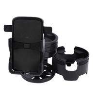 Stroller Cup Holder with Phone Holder 360 Degree Rotation Foldable Stroller Water Bottle Holder for Bike black