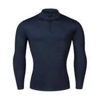 Vyriškas džemperis su pusiniu užtrauktuku, stovinčia apykakle, slim fit, ilgomis rankovėmis. Sportinis raumenų viršus, treniruočių džemperis bėgiojimui, sporto salės, lauko fitnesui. 3XL tamsiai mėlyna spalva