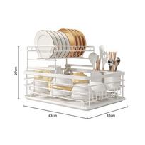 Kitchen Double Layer Dish Drying Rack white
