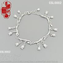 Sterling Silver 999 Lily Flower Happiness Bracelet - Chinese Style, Perfect Gift for Girlfriend 999 Fine Silver: Single Pack