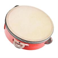 4/6/8/10inch Tambourine Drumming Toy Kids Drum KTV Party Handheld Drum  Dance Concerts Red-4 inch