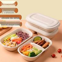 Disposable Bento Box: Single/Double Grid, Food Grade, Ideal for Fruit & Meals beige