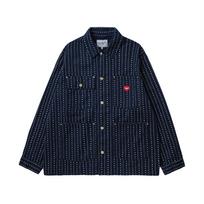 Carhartt WIP Heart Pattern Striped Long Sleeve Loose Fit Jacket Men jackets Blue I034823-2RU-02 XL