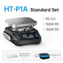 FNIRSI HT-P1B HT-P1A Mini kaitlentė 150W PD3.1 C tipo DC 100-350C PID litavimo refliuksu kaitinimo plokštė juoda