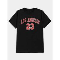 Los Angeles  Number  23  Basketball Player Print T-shirt, Round Neck Tees,Sleeve  Fashion Summer T-Shirts Tops,Men's  Tee M juoda