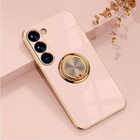 Tinka Samsung S23 vientisos spalvos galvanizuotas magnetinis žiedas dėklas S23ultra laikiklis nuo kritimo TPU japoniškas mobiliojo telefono dėklas Samsung S25Uitra fine hole beige