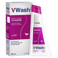 VWash Plus Expert Intymios higienos skystis moterims su arbatmedžio aliejumi 200 ml, be parabenų, pH subalansuotas purple