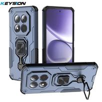 KEYSION Shockproof Armor Case for Xiaomi POCO M8 Pro 5G Silicone+PC Upright Metal Live Ring Stand Phone Back Cover for POCO M8 5G for POCO M8 5G mėlyna