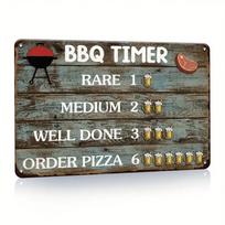 Vintage BBQ Timer Metal Sign Rustic Kitchen Decor Outdoor Grill Art 20x30cm balta