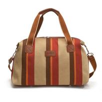 Striped duffel bag retro short-term outing travel bag women's large-capacity retro fitness bag crossbody handbag žalia