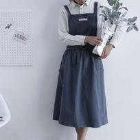 Medvilninė ir lininė prijuostė be rankovių virtuvės audinys maistui gaminti. Suaugusiesiems skirtos mielos Pinafore prijuostės nuo užsiteršimo Kitc gray