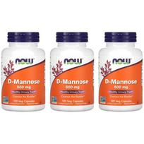 Now Foods D-Mannose 500mg Veg Capsules, 120 Count - 3 Pack 120 pcs - 3 ea