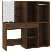 vidaXL Kosmetinis staliukas su LED/spintelėmis, rudas ąžuolo, mediena