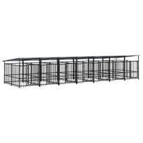 vidaXL Lauko voljeras šunims su stogu, plienas, 13,14m²