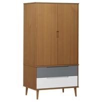 vidaXL Drabužių spinta MOLDE, ruda, 90x55x175cm, pušies masyvas
