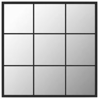 vidaXL Sieninis veidrodis, juodos spalvos, 60x60cm, metalas