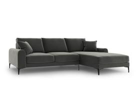 Minkštas kampas Mazzini Sofas Madara, veliūras, tamsiai pilkas/juodas