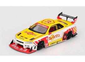 PRE-ORD3R MINI GT Modeliukas 1/64 2025 Nissan GTR (R34) LB-Super Silhouette Skyline Suppaiman Okinawa, yellow/red/white