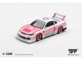 PRE-ORD3R MINI GT Modeliukas 1/64 2026 Nissan Silvia (S15) LB-Super Silhouette Amoculture, white/pink
