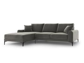 Minkštas kampas Mazzini Sofas Madara, veliūras, šviesiai pilkas/juodas