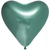 Globos Europe Bv Veidrodinės žalios spalvos širdelės formos balionai, 6 vnt.
