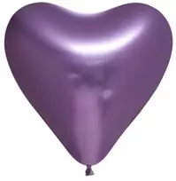 Globos Europe Bv Veidrodiniai violetiniai širdelių formos balionai, 6 vnt.