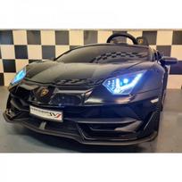 Elektrinis vaikiškas automobilis Lamborghini Aventador, dvivietis, 24 V, su drifto funkcija, metalinės juodos spalvos