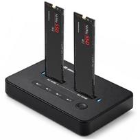 Qoltec 52366 M.2 NVMe SSD dokų stotis, PCIe, USB-C, 20Gb/s, 2x8TB, neprisijungus klonavimas