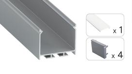 LED profilio komplektas NORS paviršinis/pakabinamas, aliuminis, anoduotas, matinis dangtelis  2.02 m