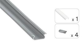 LED profilio komplektas SELDE įleidžiamas, aliuminis, anoduotas, matinis dangtelis  2.02 m