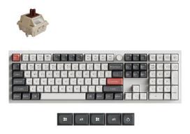 Keychron Q6U-P3 100% Milk POM Gaming Keyboard, Brown Switch, RGB, Hot-Swap, 8K