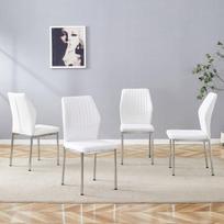 Valgomasis kėdės komplektas, PU oda, sidabro kojos, 93 cm, 4 vnt