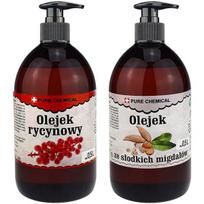 Migdolų aliejus 0,5 l ricinos aliejus 0,5 l dozatorius rinkinys Chosa