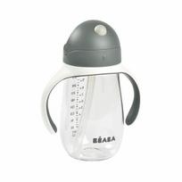 Gertuvė su šiaudeliu BEABA 300 ml Mineral Grey, nelaša, nuo 8 mėn.