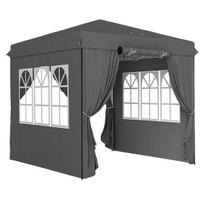 Paviljonas 2,5x2,5 m, vandeniui atsparus, UV50+, sulankstomas, su 4 sienelėmis, tamsiai pilkas