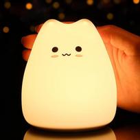 Cat Night Light Kačių lempa, 7 spalvas keičianti vaikų naktinė lemputė su maišytuvo valdymu, maitinama baterijomis Squishy Soft Animal Night Light Dovanos moterims kūdikiams berniukams mažiems vaikams