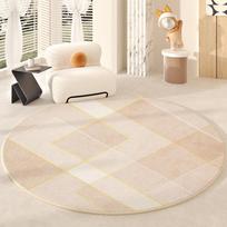 Pūkuotas Minkštas Prieškambario Apvalus Kilimas Šiaurietiško Stiliaus Kilimai Svetainei Storesnis Miegamojo Dekoras Neslystantis Kilimėlis Namų Kreminis Svetainės Kilimas 120*120cm beige