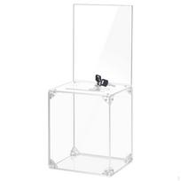 Acrylic Donation Box with Lock Lockable Clear Transparent Tip Jar for Nonprofits,