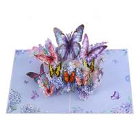3D Butterfly Pop Up Greeting Cards Postcard For Valentine'S Day Wedding Invitation Greeting Birthday Gift A4 blue