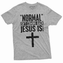Normalumas negrįš Jėzus yra Marškinėliai Krikščioniškas Jėzus Kristus Dievas Marškinėliai 2XL gray