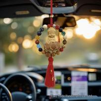 Lotus Buddha Blessing Car Pendant: Small Charm for Rearview Mirror - High-end Ornament for Men and Women beige