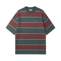 Carhartt WIP SS25 S/S Quinby T-Shirt Striped Crew Neck Casual Short Sleeve T-Shirt Men Tops Silver-Pine I034488-2Q2-XX S