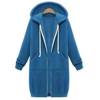 Women's Mid-Length Hooded Windbreaker Jacket with Patch Pockets and Zipper - 2020 Autumn Style 2XL ruda