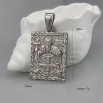 Men's Priest Dog Tag Pendant Necklace Stainless Steel S.steel gray