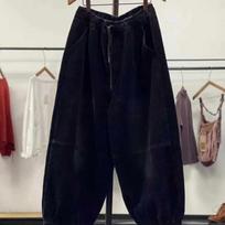 Rudeninės laisvalaikio velvetinės haremo kelnės moteriškos aukštu juosmeniu Retro laisvos moteriškos oversize mamos kelnės. L juoda