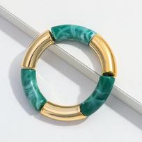Bohemia Acrylic Bamboo Curved Tube Bracelet for Women Colorful Resin Chunky Elastic Stack Bracelets & Bangles Retro Jewelry Gift